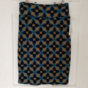 LuLaRoe Cassie pull-on skirt M medium tan blue NWT